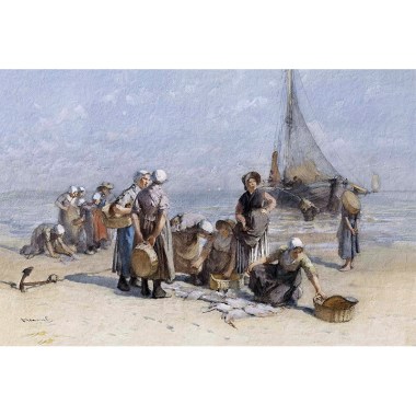 Vissersvrouwen op het Scheveningse strand - Bernard Blommers